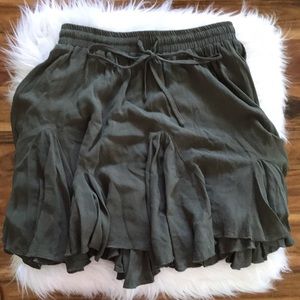 Nectar Clothing Olive Ruffled Mini Skirt